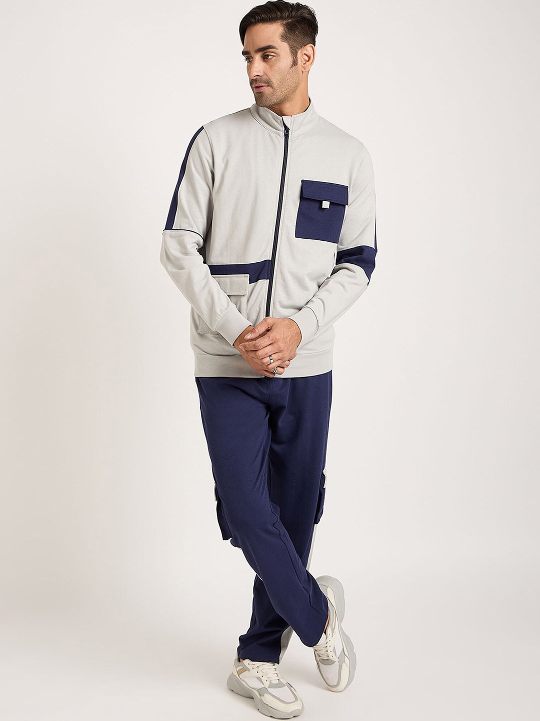 

EDRIO Mock Collar Cotton Bomber Jacket, Grey