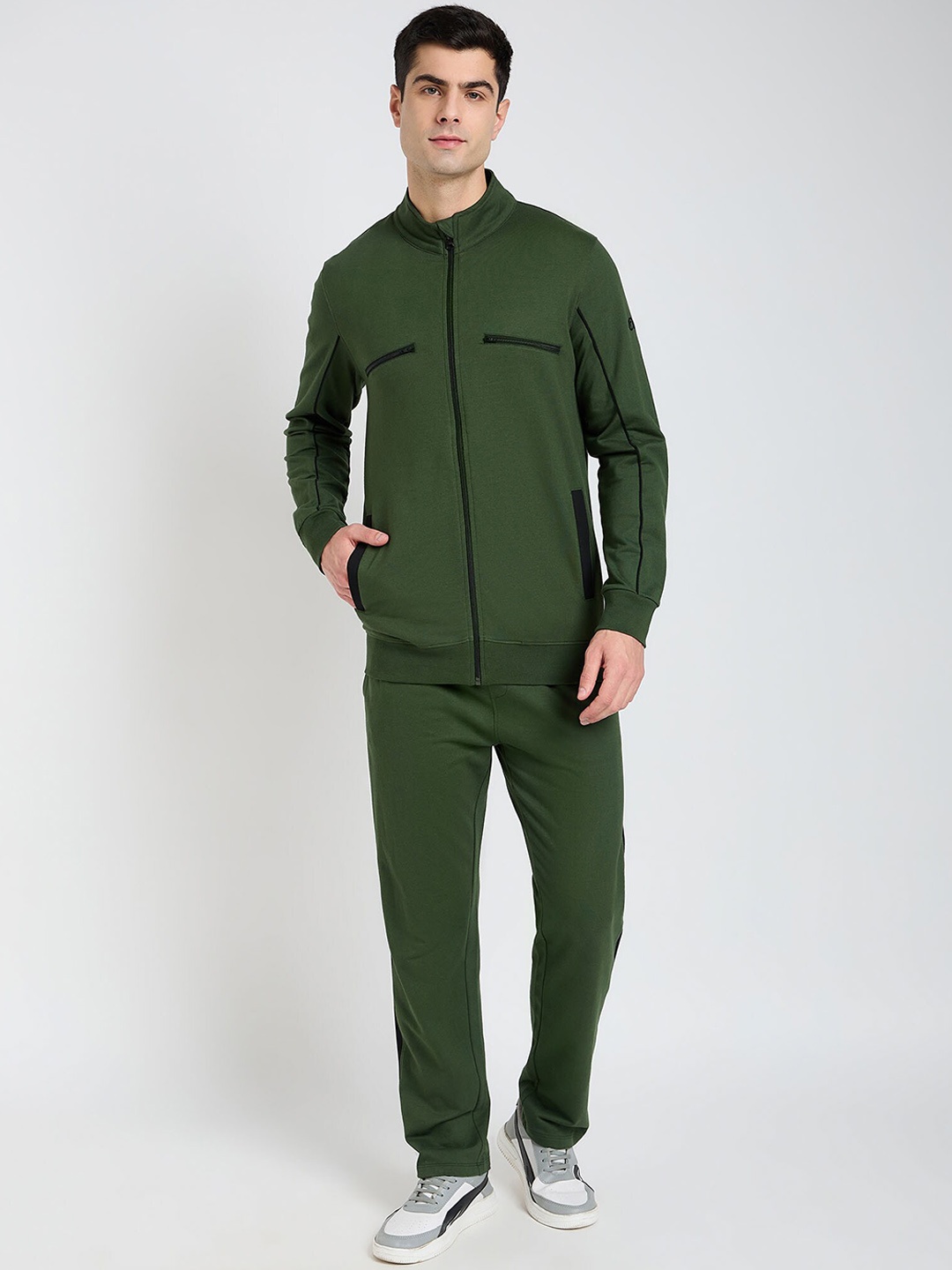 

EDRIO Mock Collar Cotton Bomber Jacket, Green