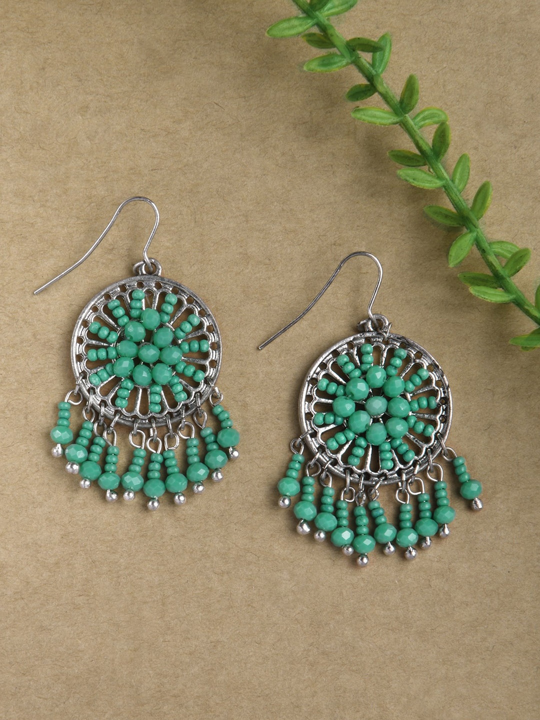 

Accessorize Beaded Circular Drop Earrings, Turquoise blue