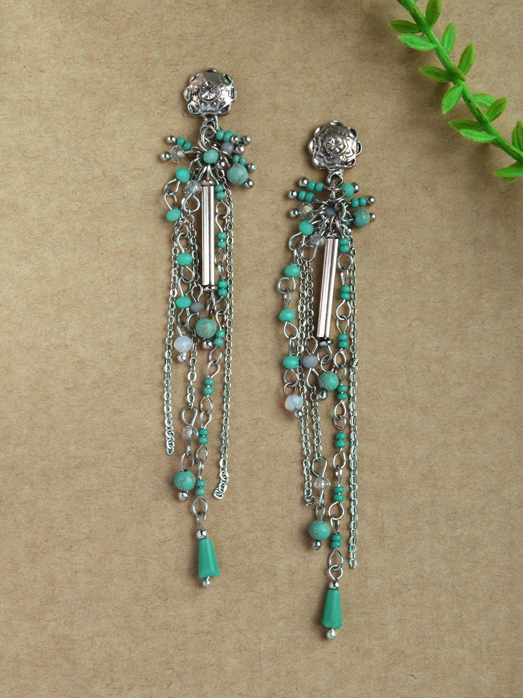 

Accessorize Silver-Plated Beaded Contemporary Drop Earrings