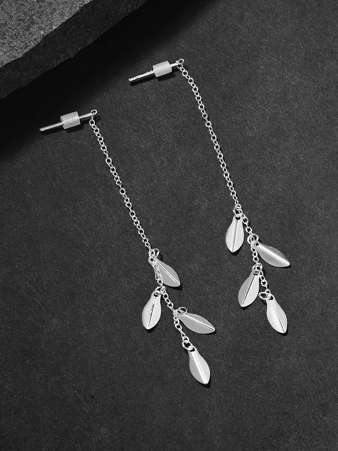 

Accessorize London Women 925 Sterling Silver Hallmark Leaf Drop Earrings