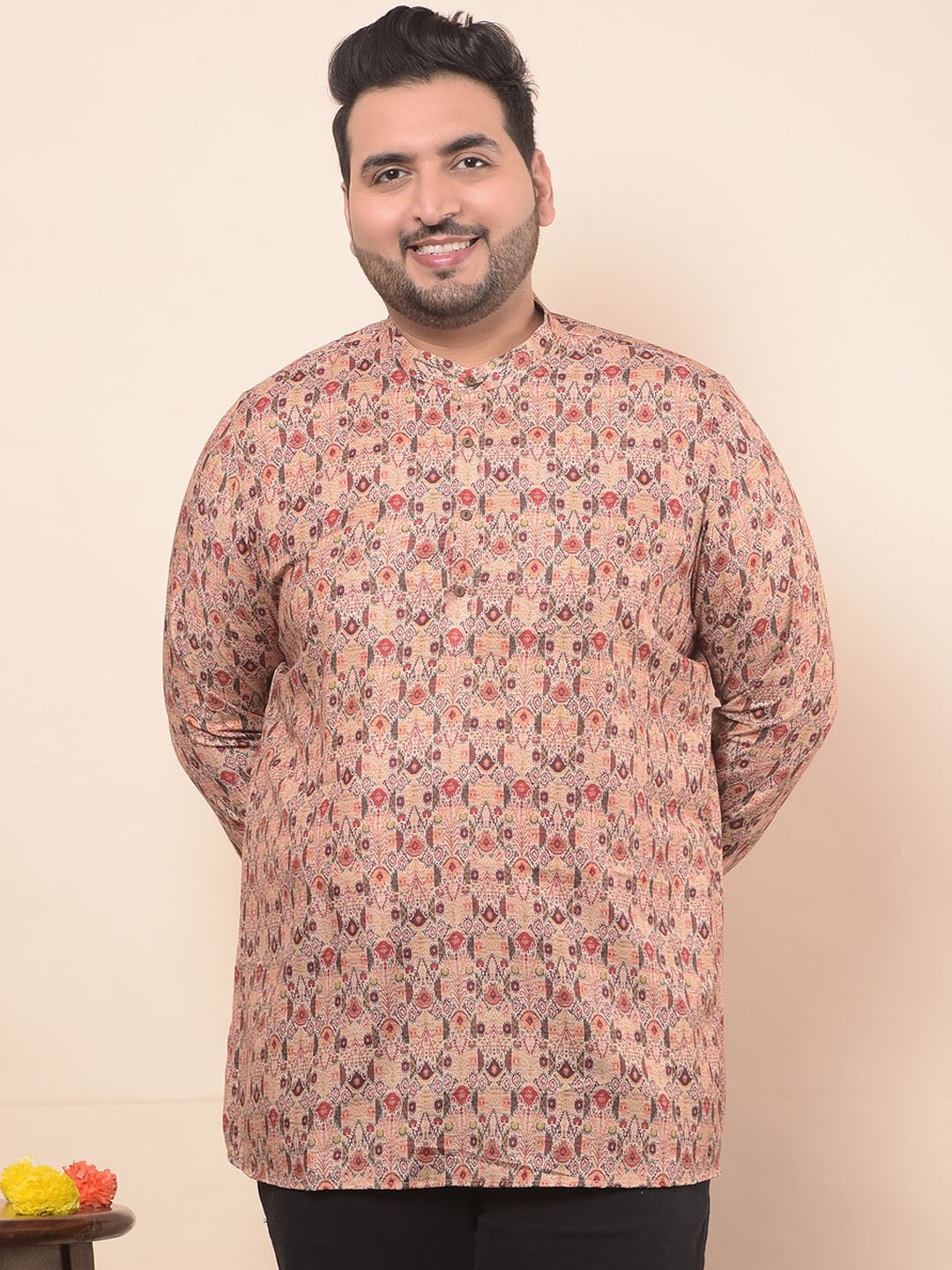 

Sztori Abstract Printed Mandarin Collar Long Sleeves Cotton Kurta, Cream