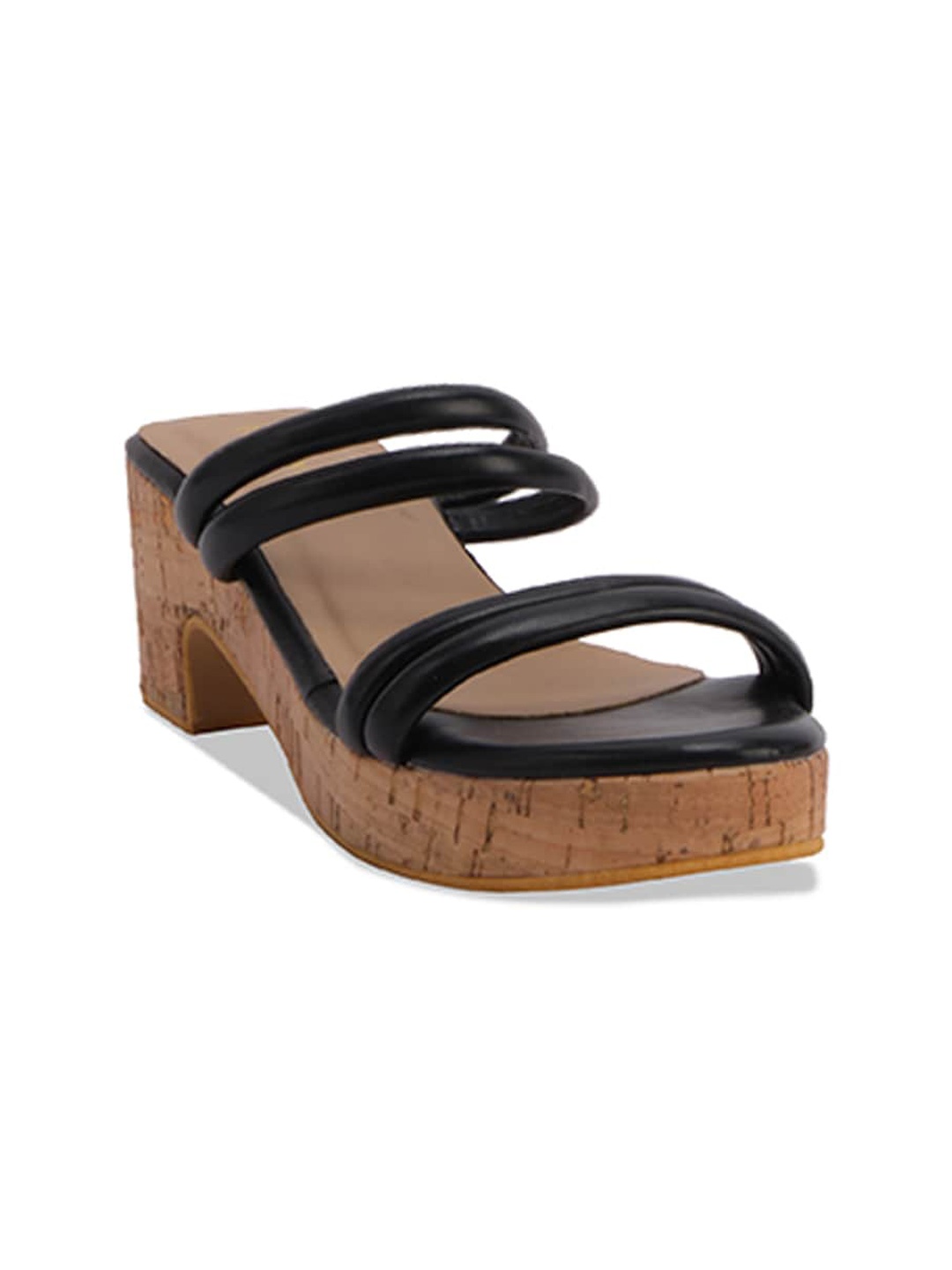 

ERIDANI Open Toe Block Heels, Black