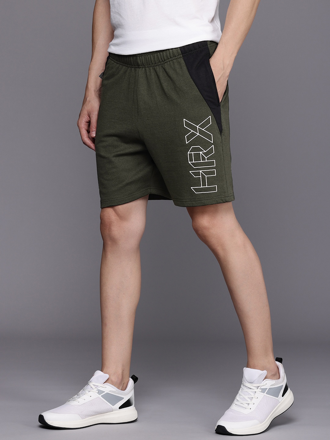 

HRX by Hrithik Roshan Lifestyle Men Typography Printed Shorts, Olive