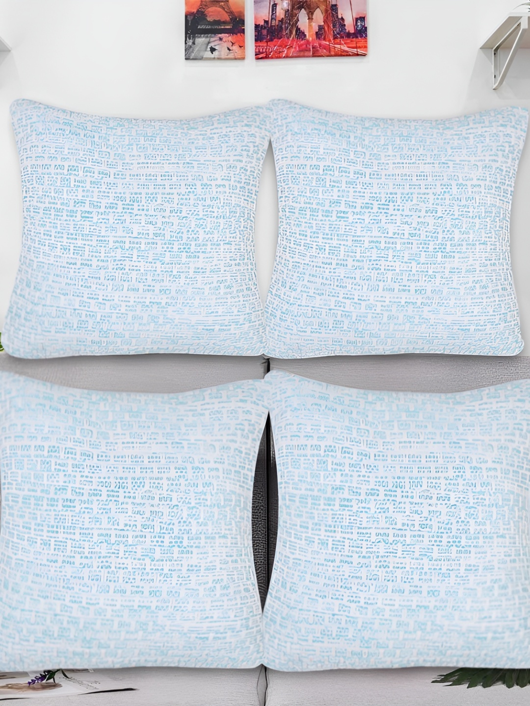 

ZESTURE Blue 4 Pcs Abstract Square Cushion Covers