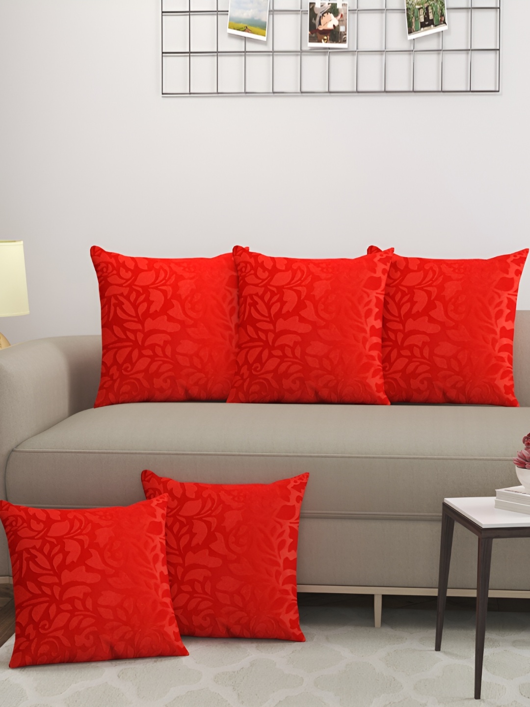 

ZESTURE Red 5 Pcs Velvet Square Cushion Covers