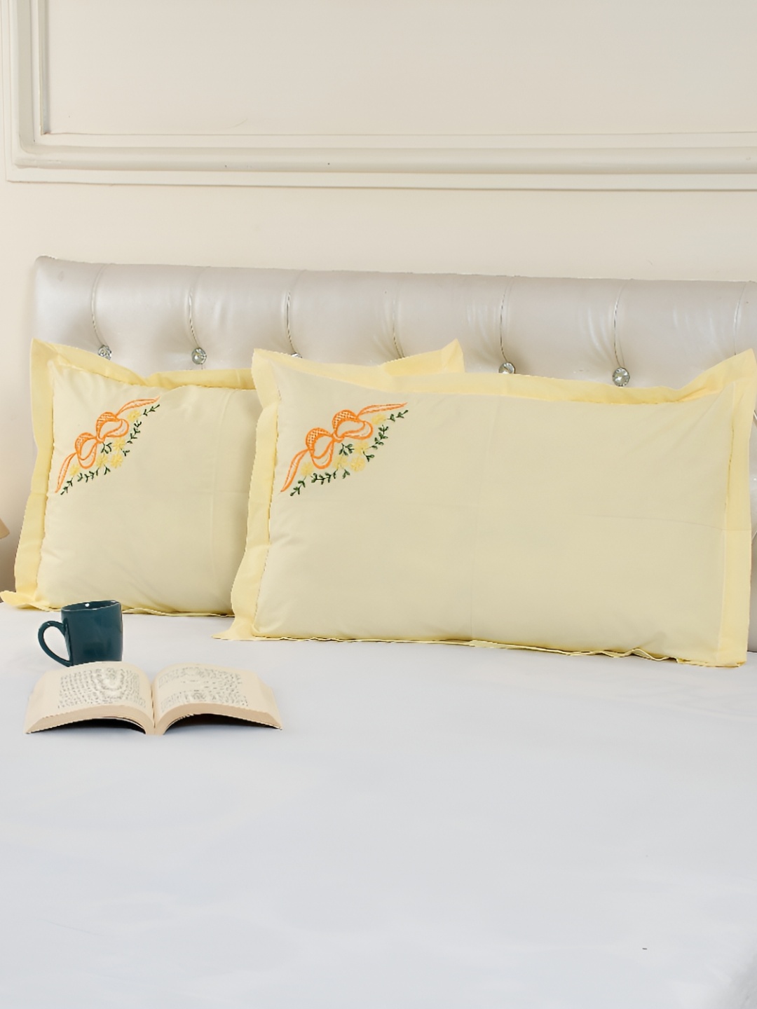 

ZESTURE Yellow 2 Pcs Rectangle Cushion Covers