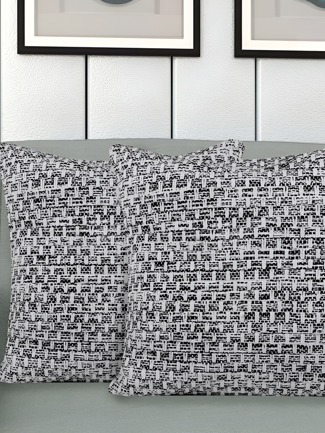

ZESTURE Grey & White 2 Pieces Abstract Textured Square Cushion Covers