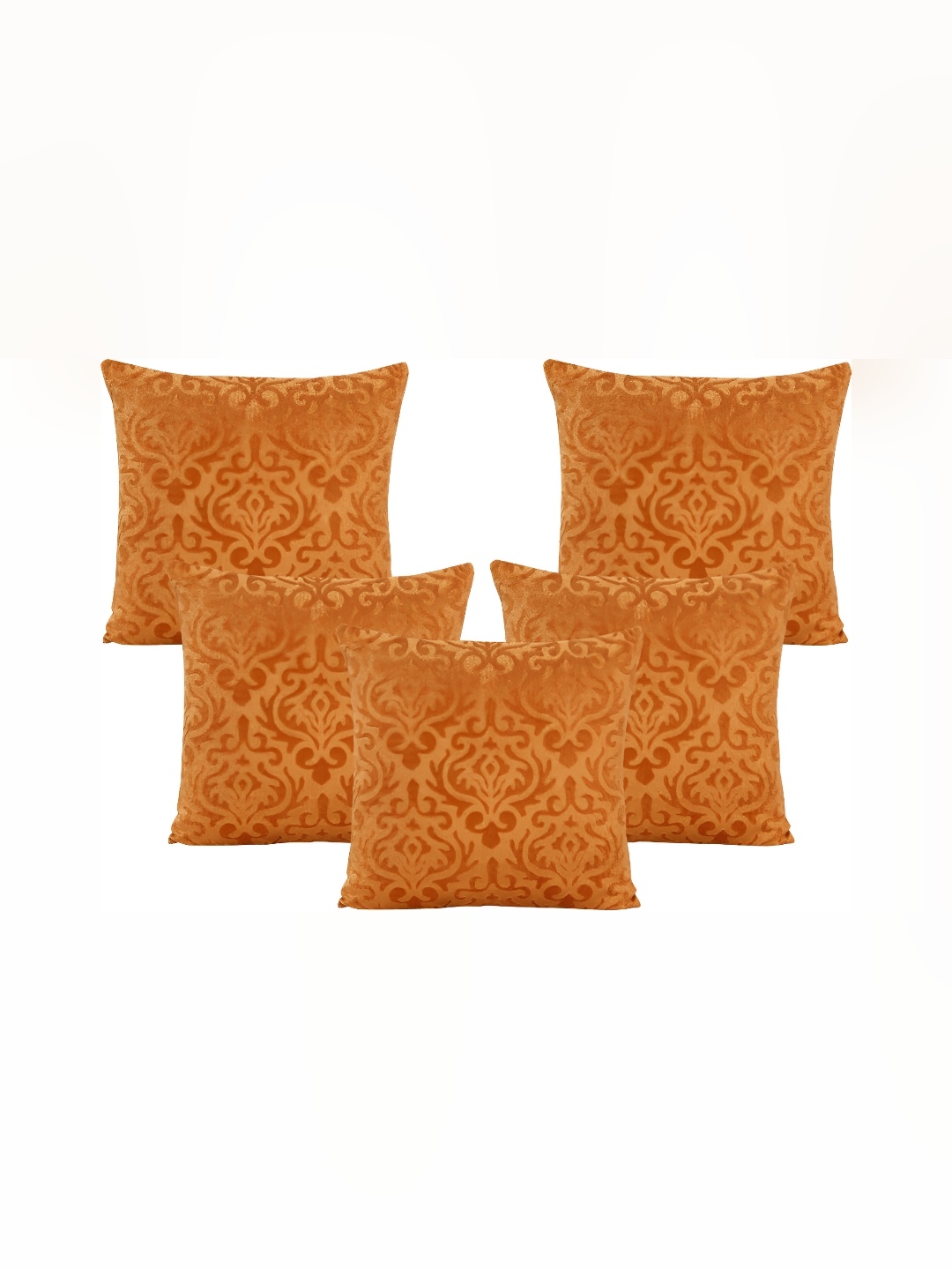 

ZESTURE Beige 5 Pieces Self Design Velvet Square Cushion Covers