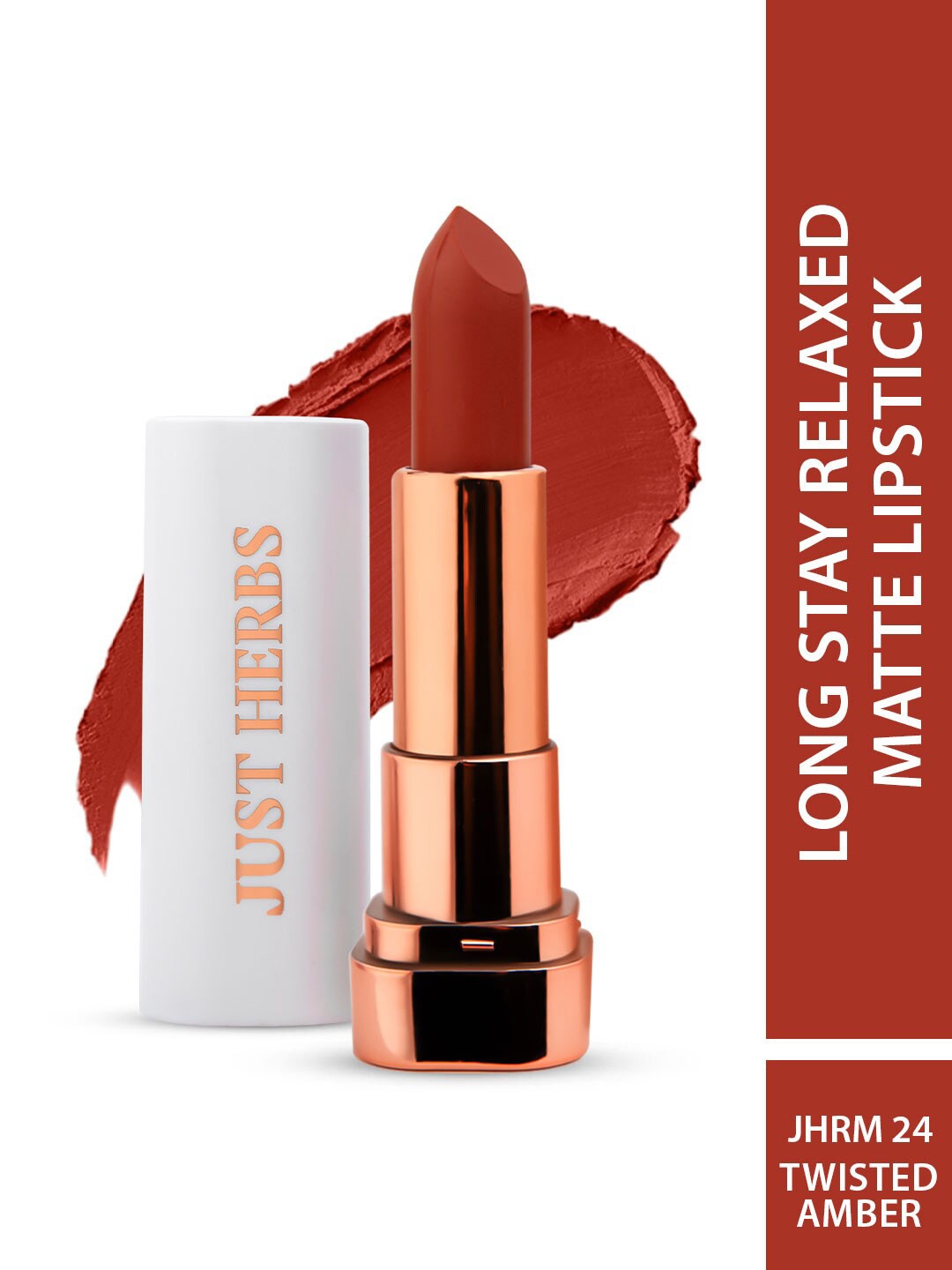 

Just Herbs Long Lasting Stay Relaxed Matte Lipstick - 4.2 ml- 24 Twisted Amber, Red