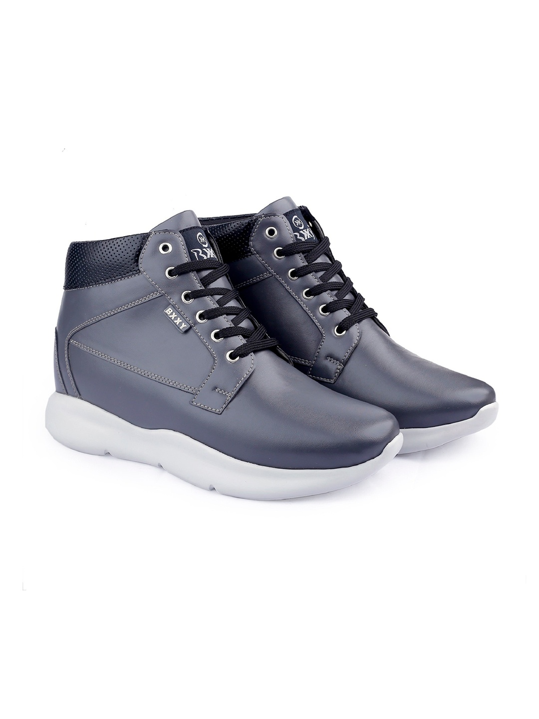

Bxxy Men Hidden Elevator Height increasing Lightweight High-Top Lace up Sneakers, Grey
