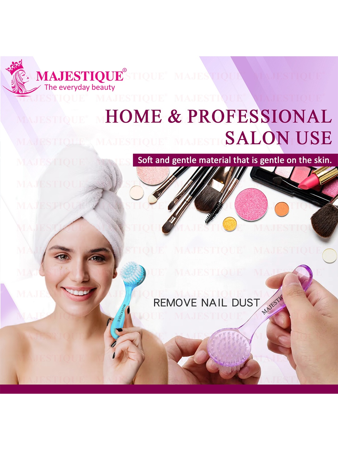 

MAJESTIQUE Set Of 2 Pore Cleaning Facial Brushes, Pink
