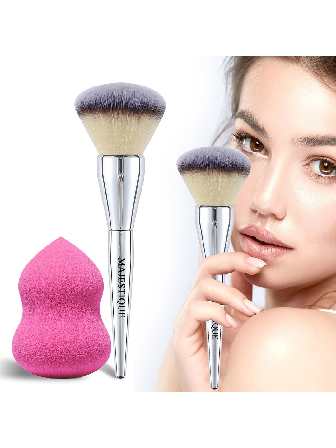 

MAJESTIQUE Foundation Brush With Blender Sponge, Multi