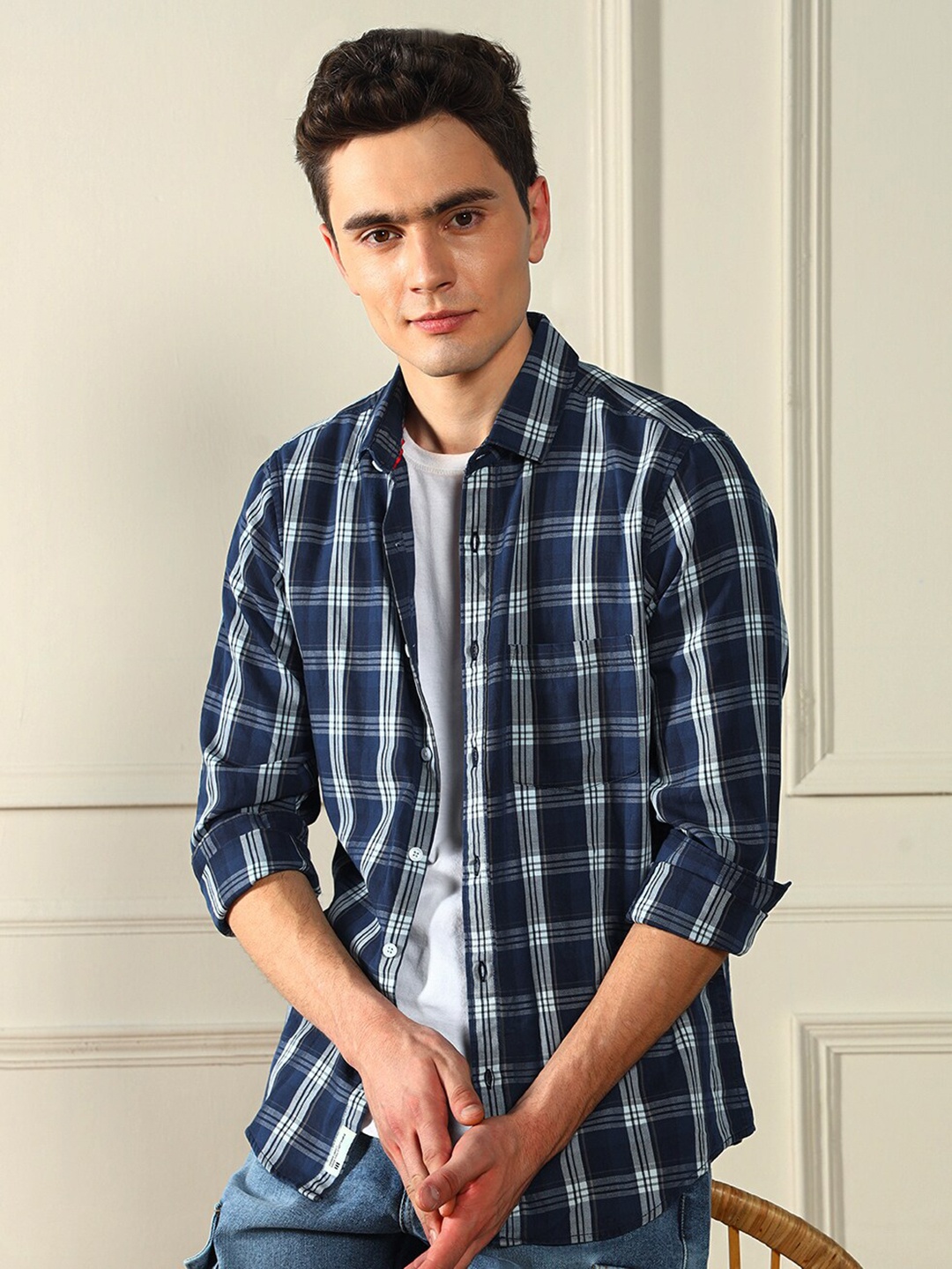 

Dennis Lingo Tartan Checked Casual Shirt, Blue