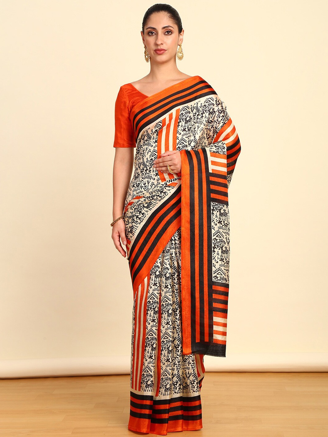 

Soch Warli Printed Saree, Orange