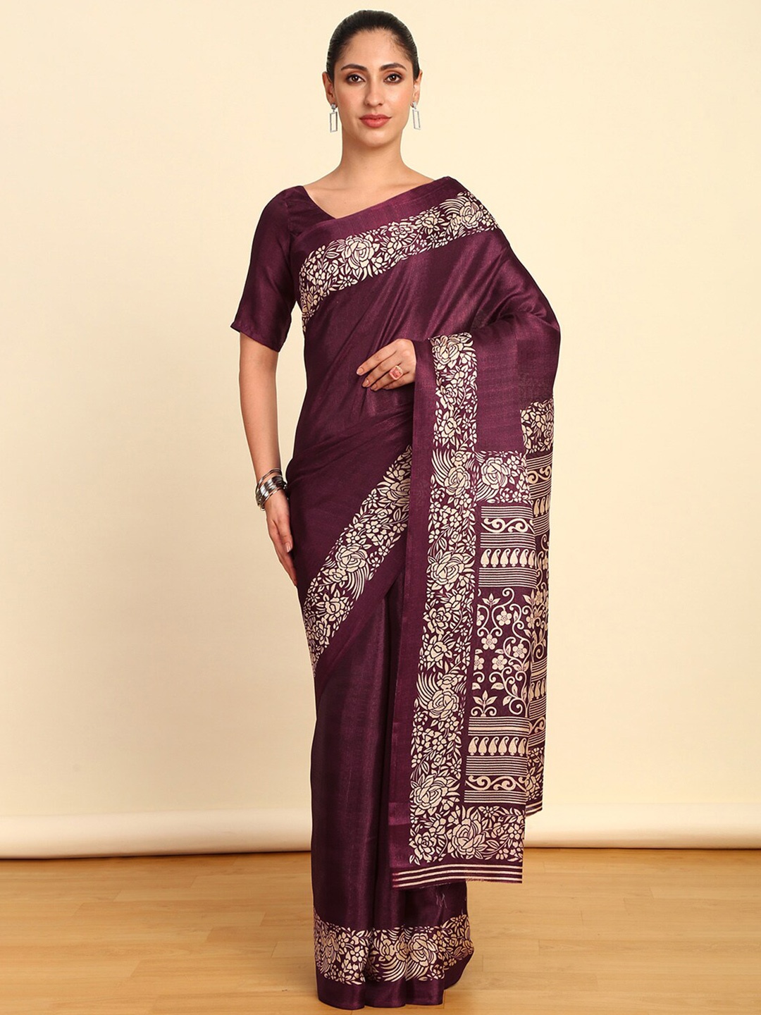 

Soch Floral Printed Saree, Purple