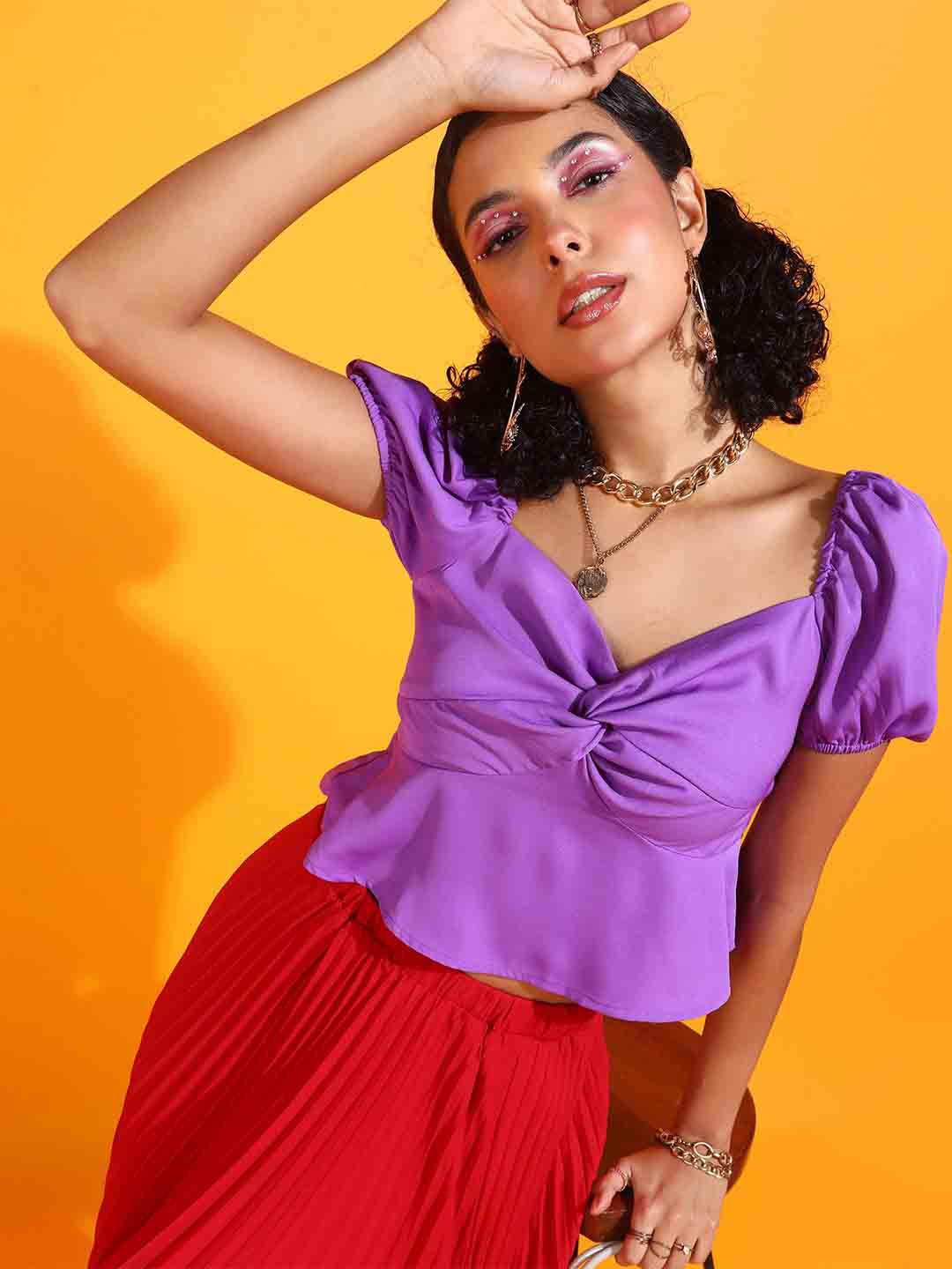 

RARE Sweetheart Neck Twisted Top, Purple