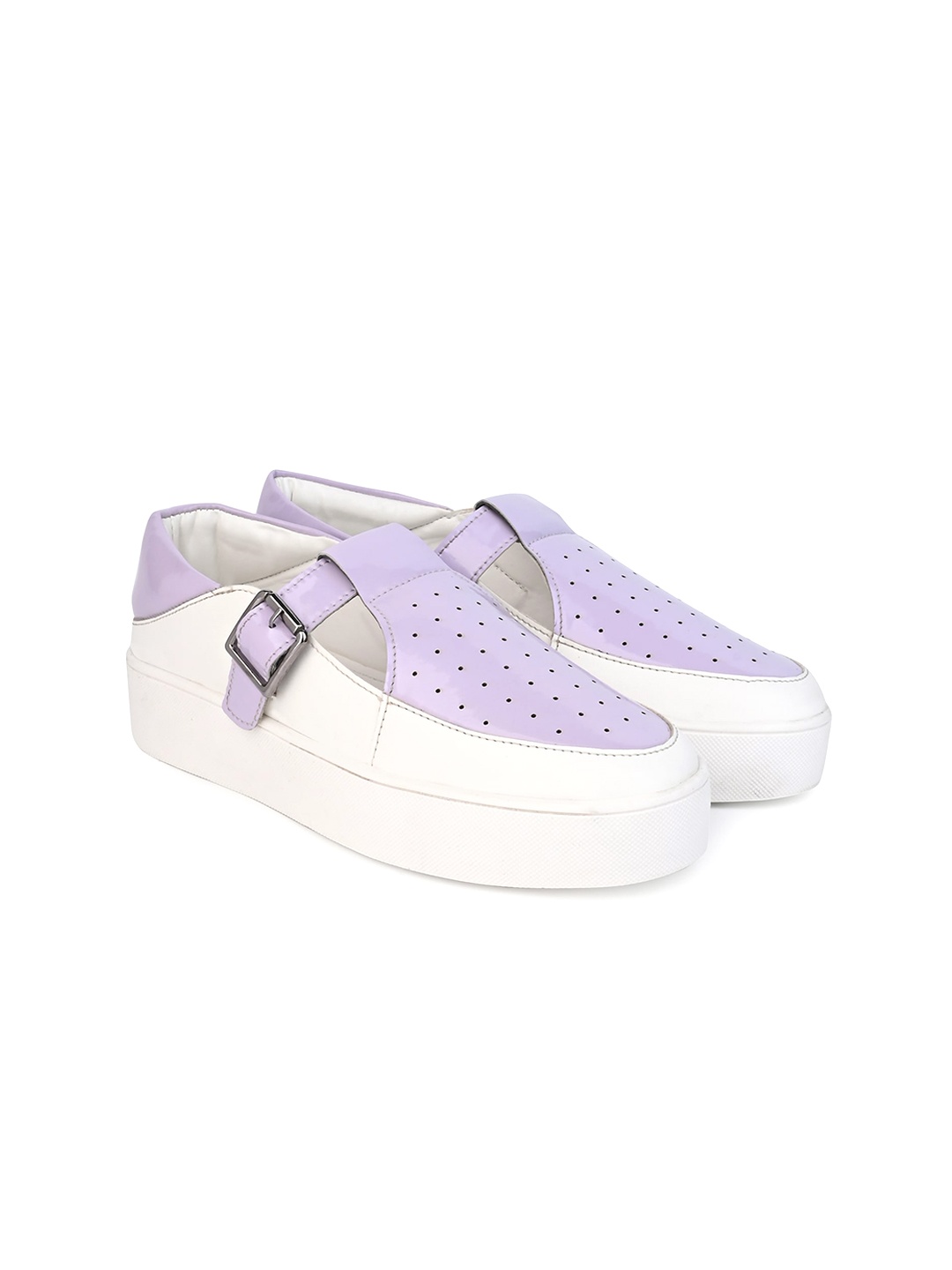 

Lavie Women Perforations Buckle Detailed Slip-On Sneakers, Purple