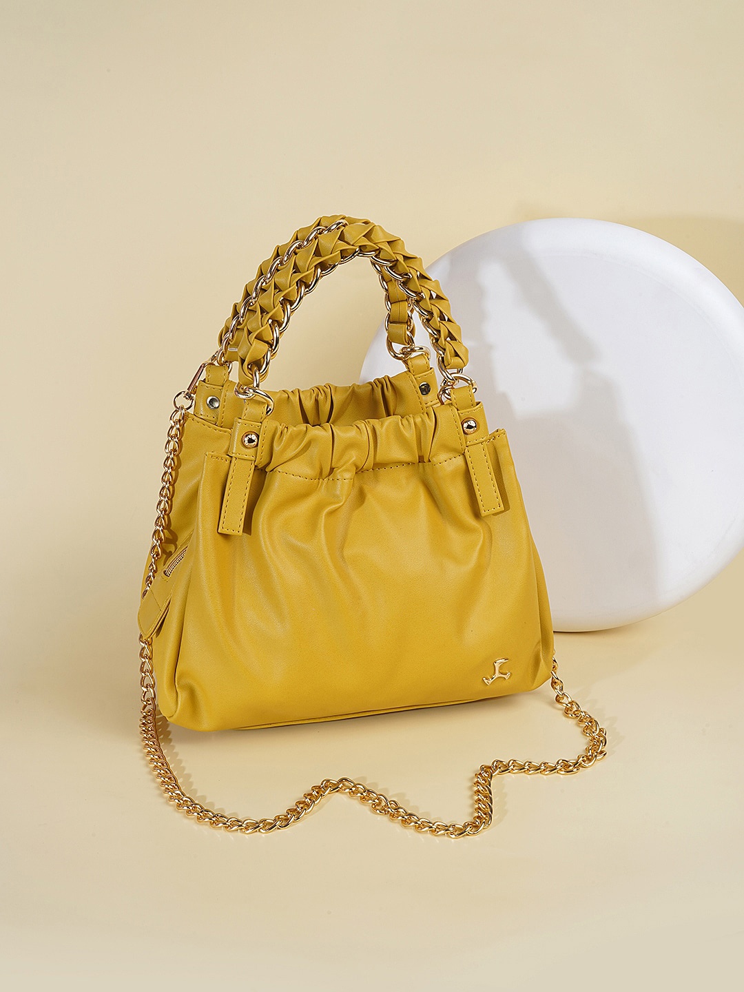 

Mochi Structured Handheld Bag, Yellow