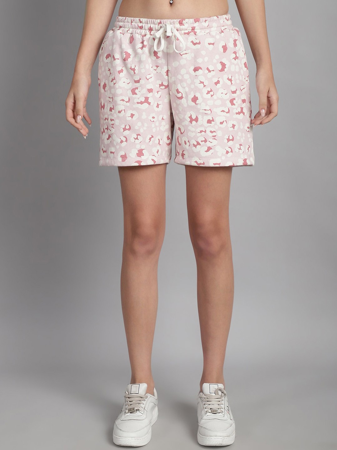 

Rute Women Abstract Printed Mid-Rise Cotton Sports Shorts, Pink