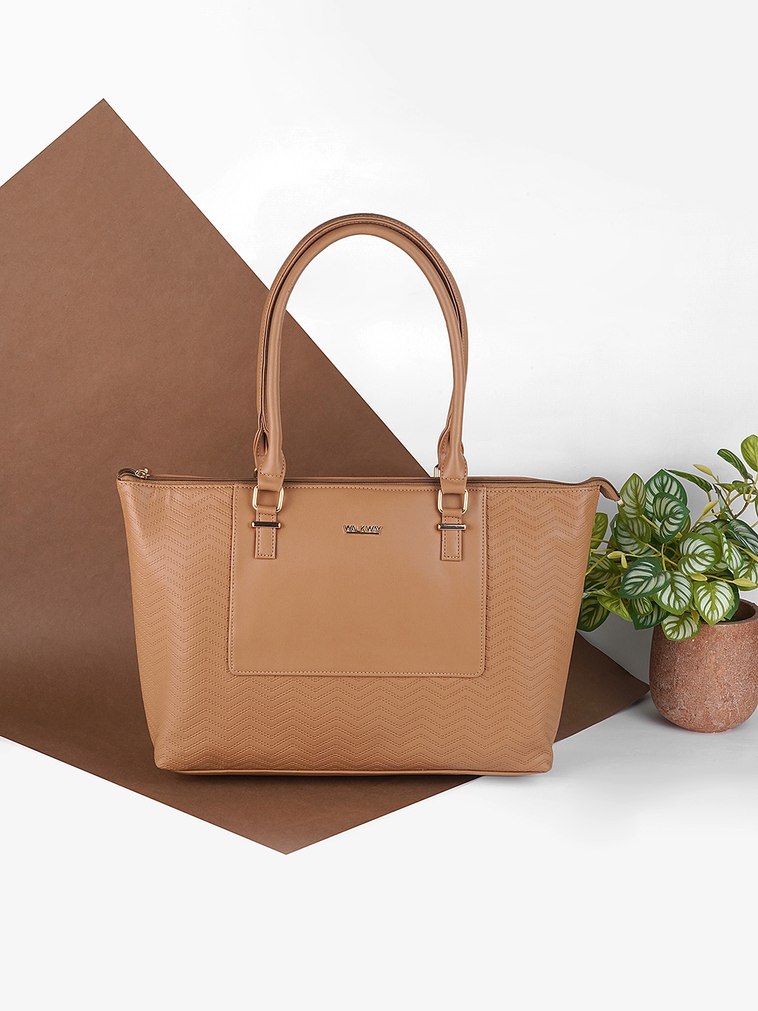 

WALKWAY by Metro Oversized Textured Structured Handheld Bag, Beige