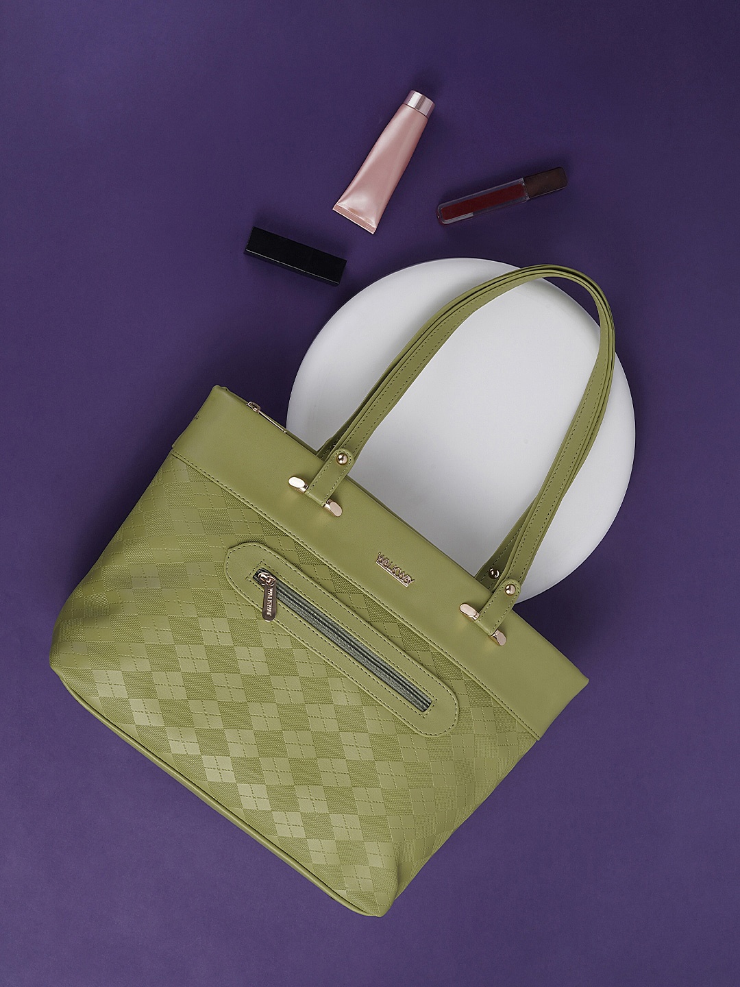 

WALKWAY by Metro Checked Structured Handheld Bag, Green