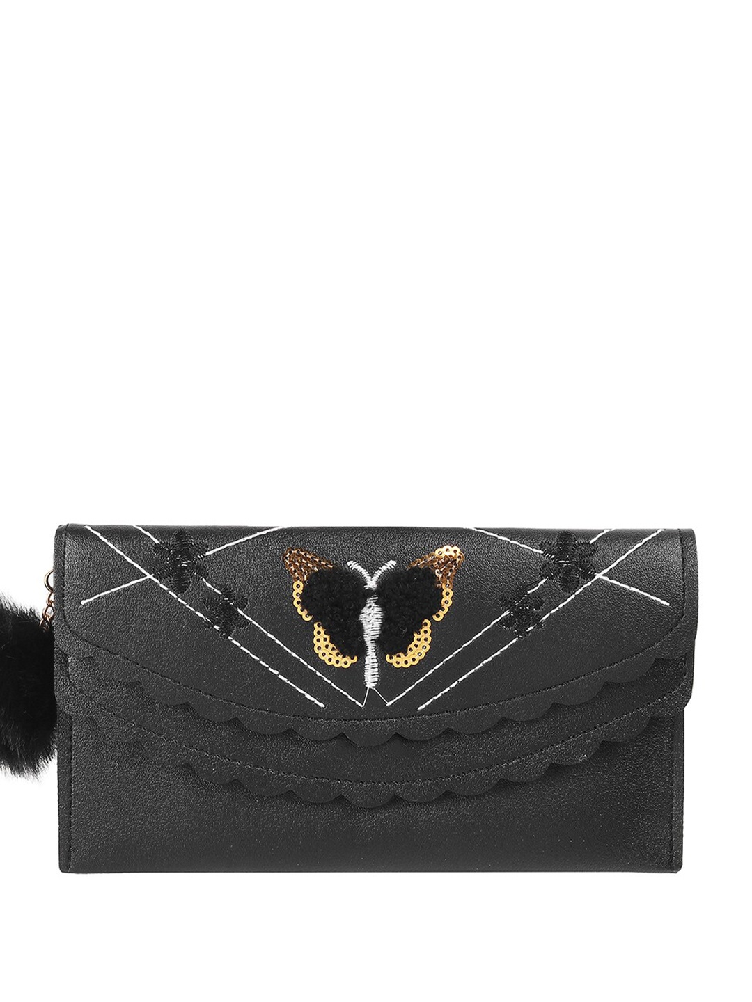 

WALKWAY by Metro Women Printed Embellished Envelope Wallet, Black