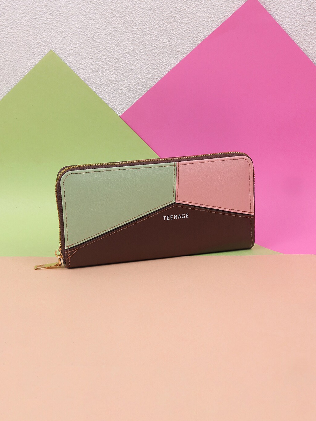 

WALKWAY by Metro Women Colourblocked Zip Around Wallet, Maroon