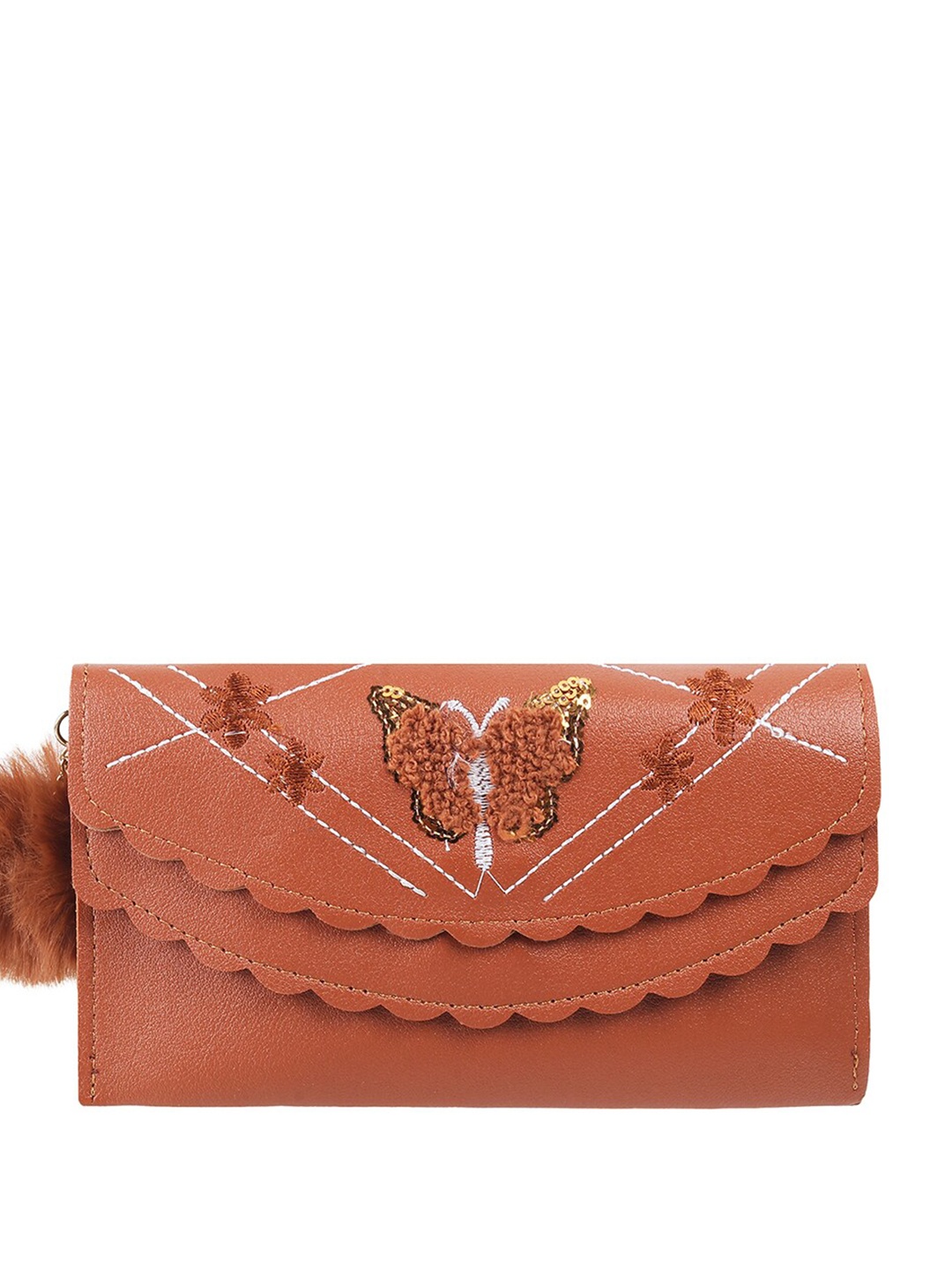 

WALKWAY by Metro Women Floral Self Design Envelope, Tan