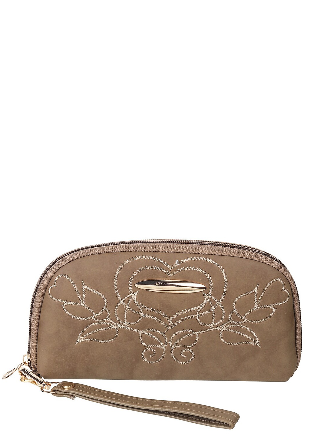 

WALKWAY by Metro Women Floral Self Design Zip Around Wallet, Brown