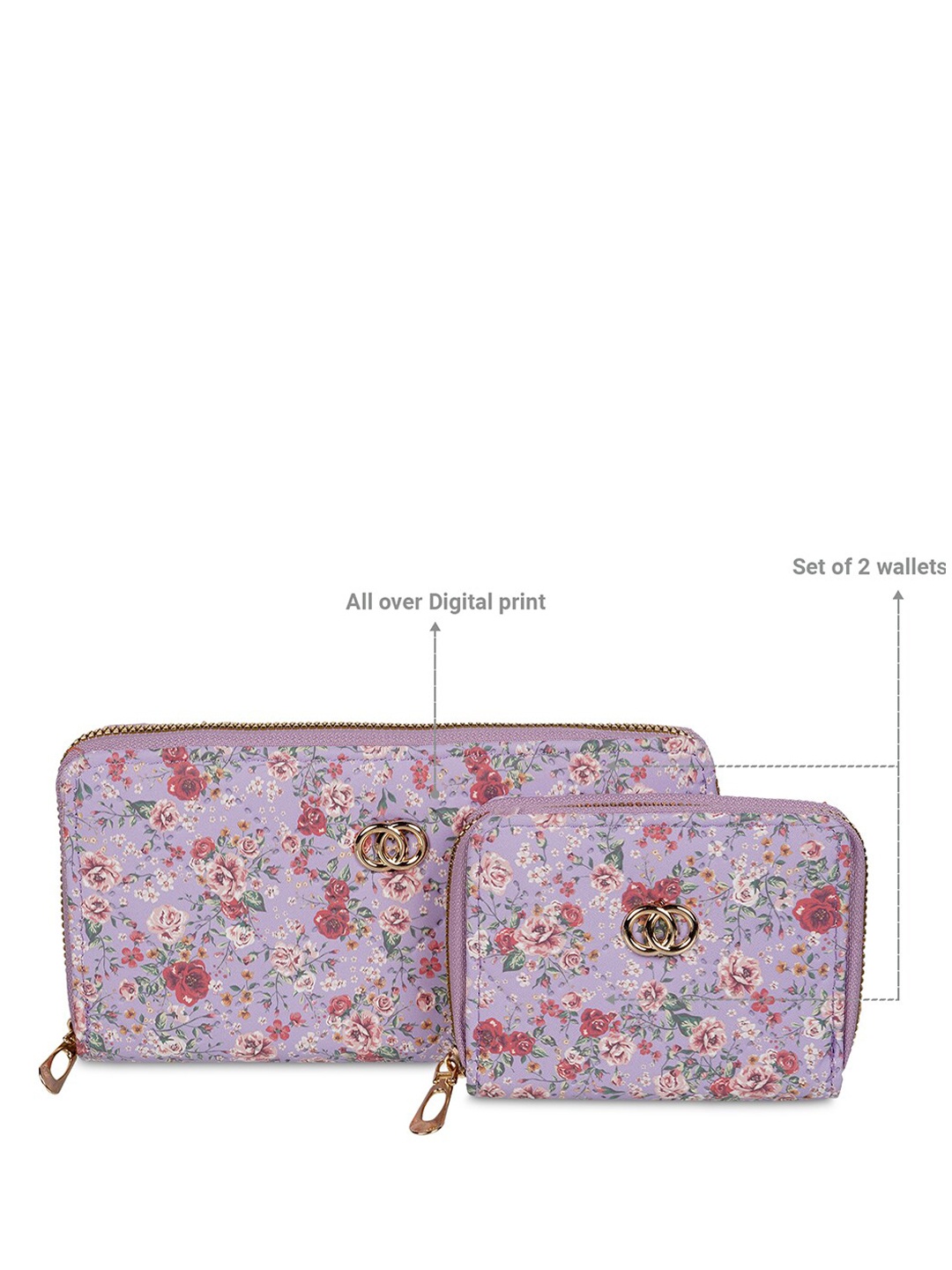 

WALKWAY by Metro Women Set Of 2 Floral Printed Zip Around Wallets, Purple