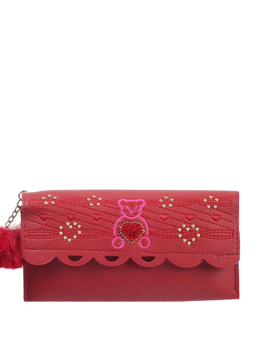 

WALKWAY by Metro Women Geometric Self Design Envelope Wallet, Maroon
