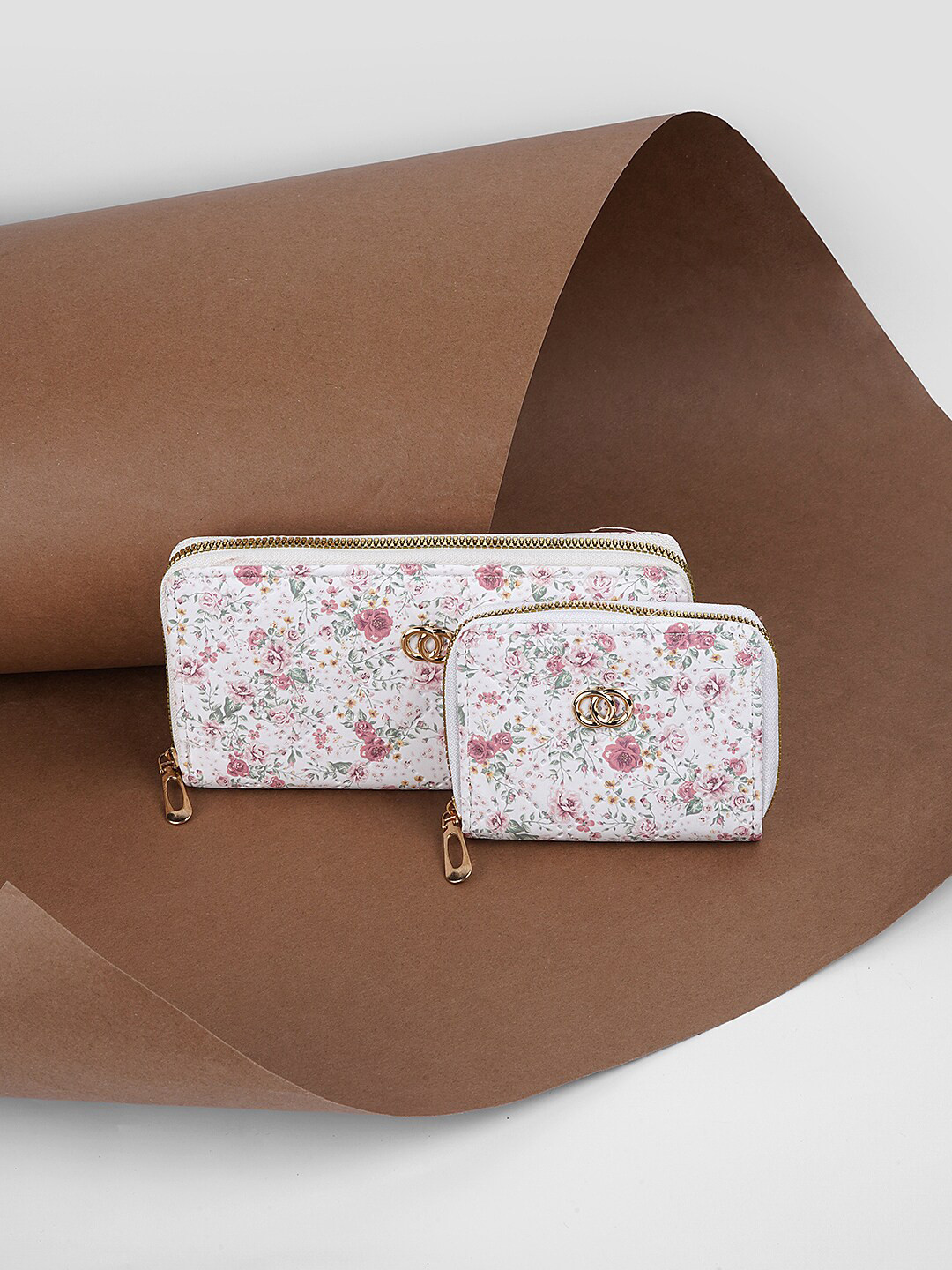 

WALKWAY by Metro Women Floral Printed Zip Detail Zip Around Wallet, White
