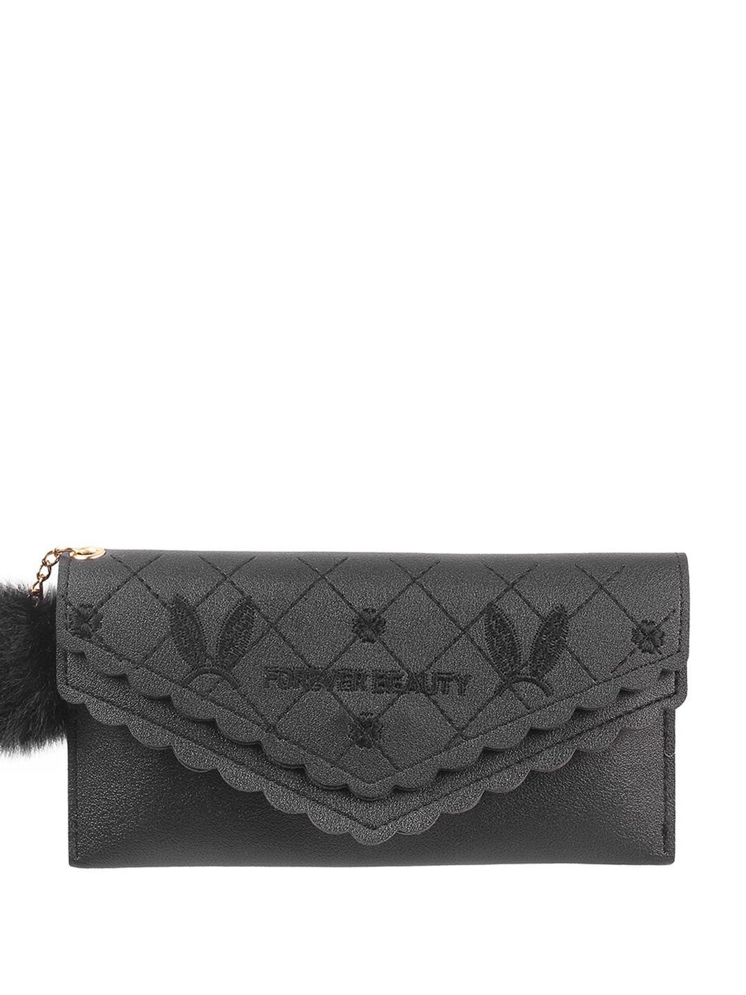 

WALKWAY by Metro Women Self Design Envelope Wallet, Black