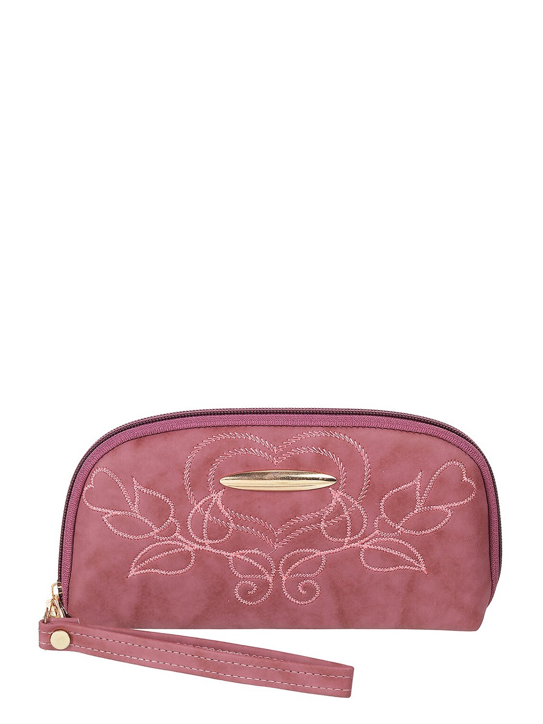 

WALKWAY by Metro Floral Self Design Zip Detail Zip Around Wallet, Pink