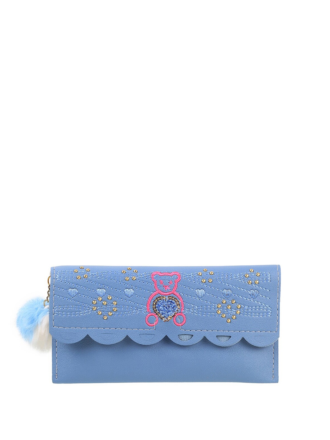 

WALKWAY by Metro Women Ethnic Motifs Embroidered Two Fold Wallet, Blue