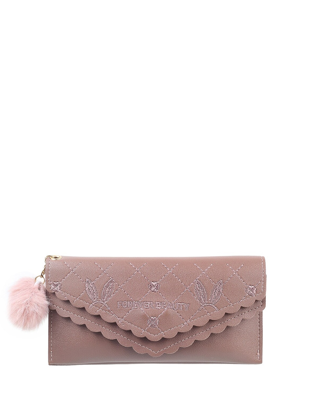 

WALKWAY by Metro Women Geometric Self Design Envelope Wallet, Brown