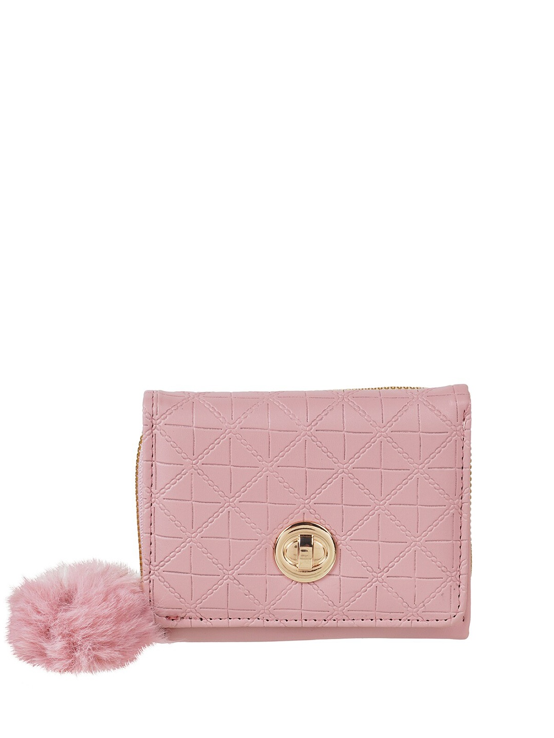

WALKWAY by Metro Women Geometric Self Design Three Fold Wallet, Peach