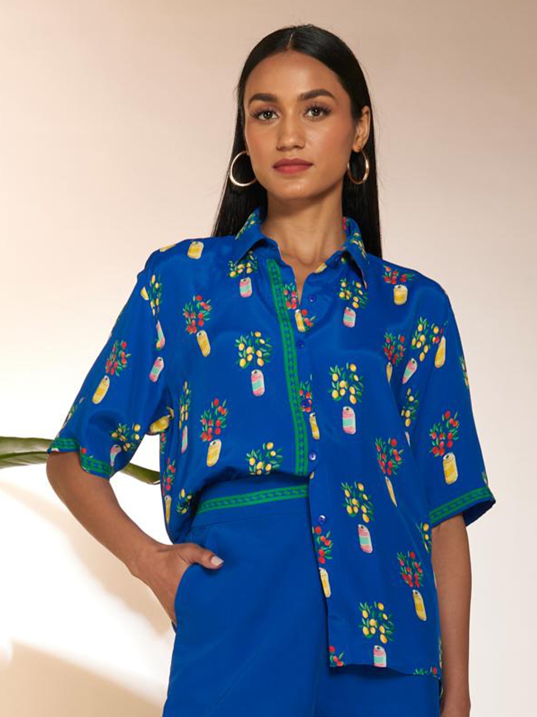 

Masaba Comfort Floral Printed Casual Shirt, Blue