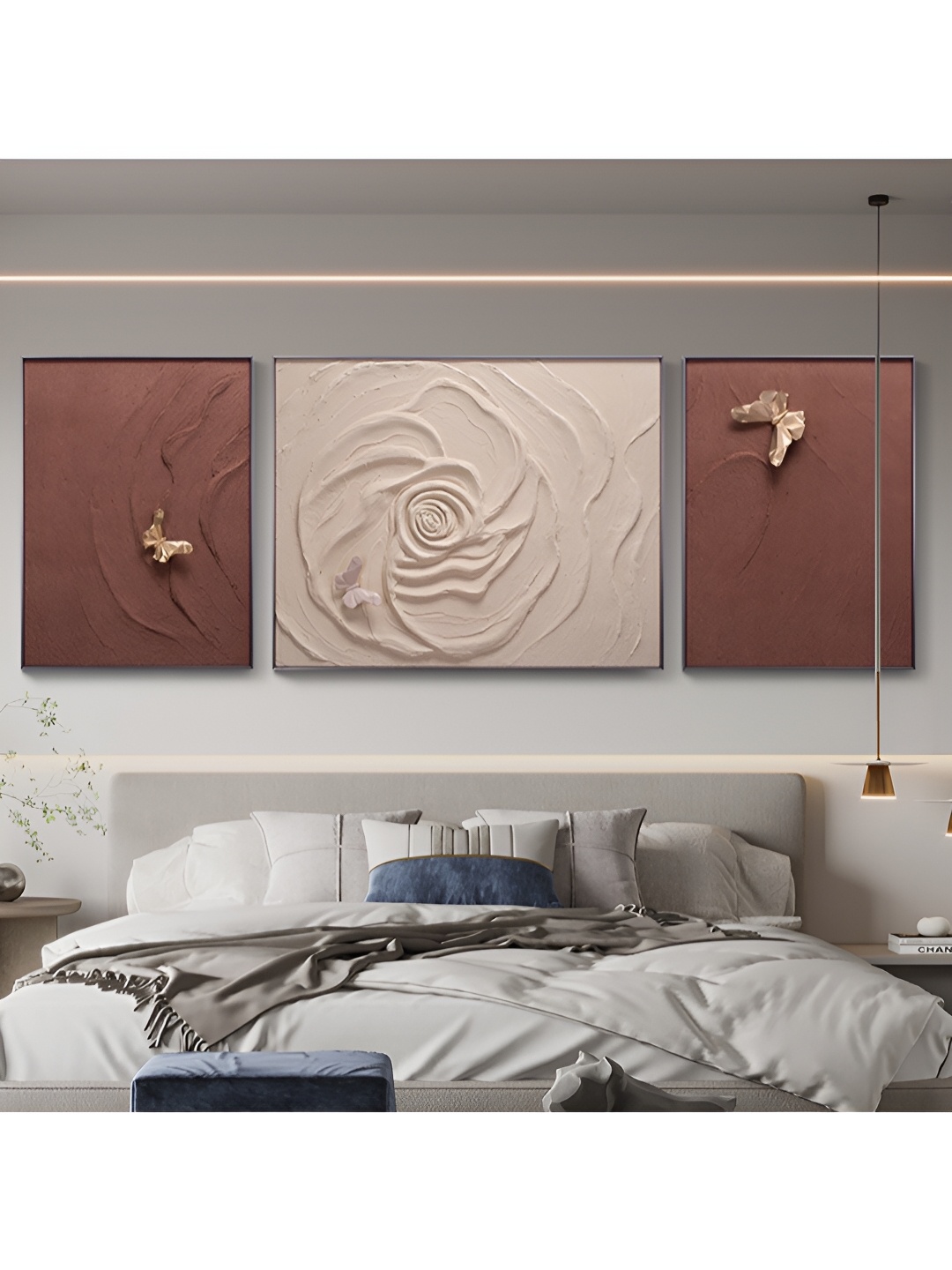 

La Muse Peach-Coloured Wooden Floral and Botanical Wall Premium Wall Art