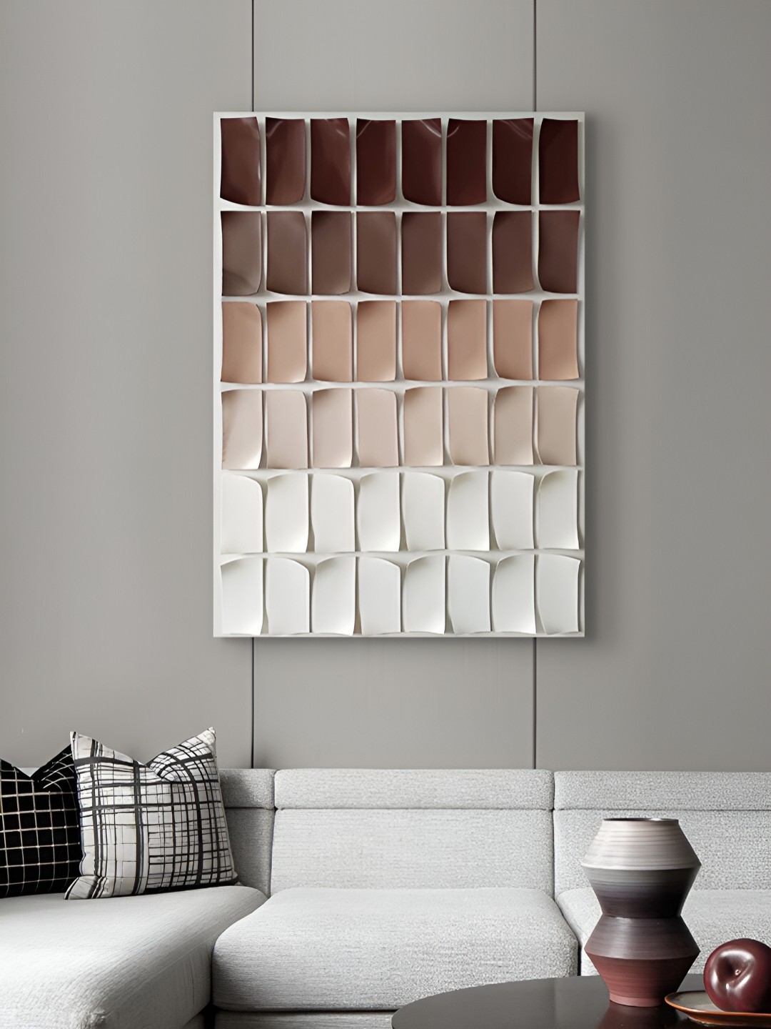

La Muse Brown & White Wooden Abstract Wall Paintings