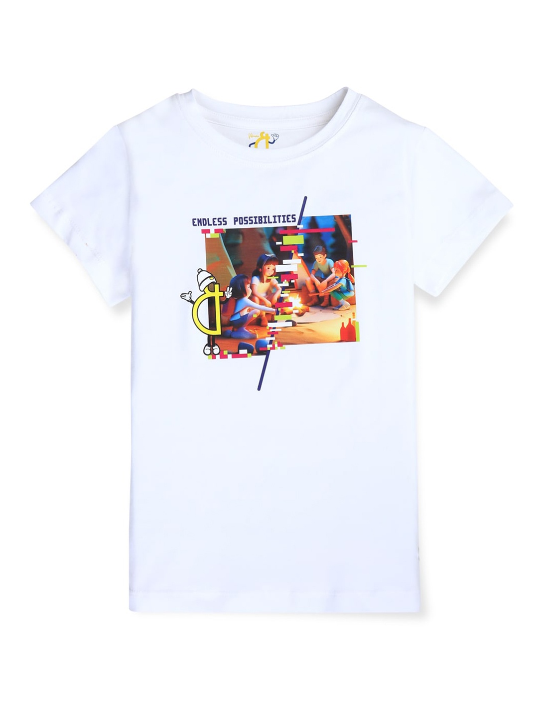 

Gini and Jony Girls Graphic Printed Round Neck Casual T-shirt, White