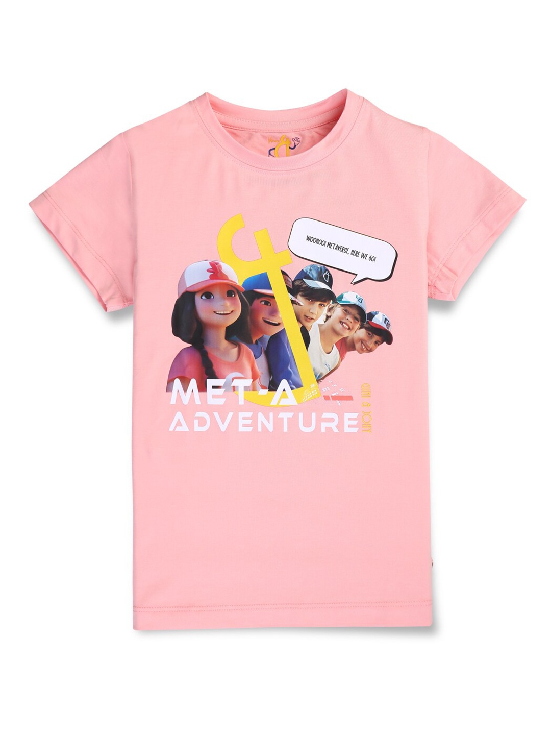 

Gini and Jony Girls Graphic Printed Short Sleeves T-shirt, Pink