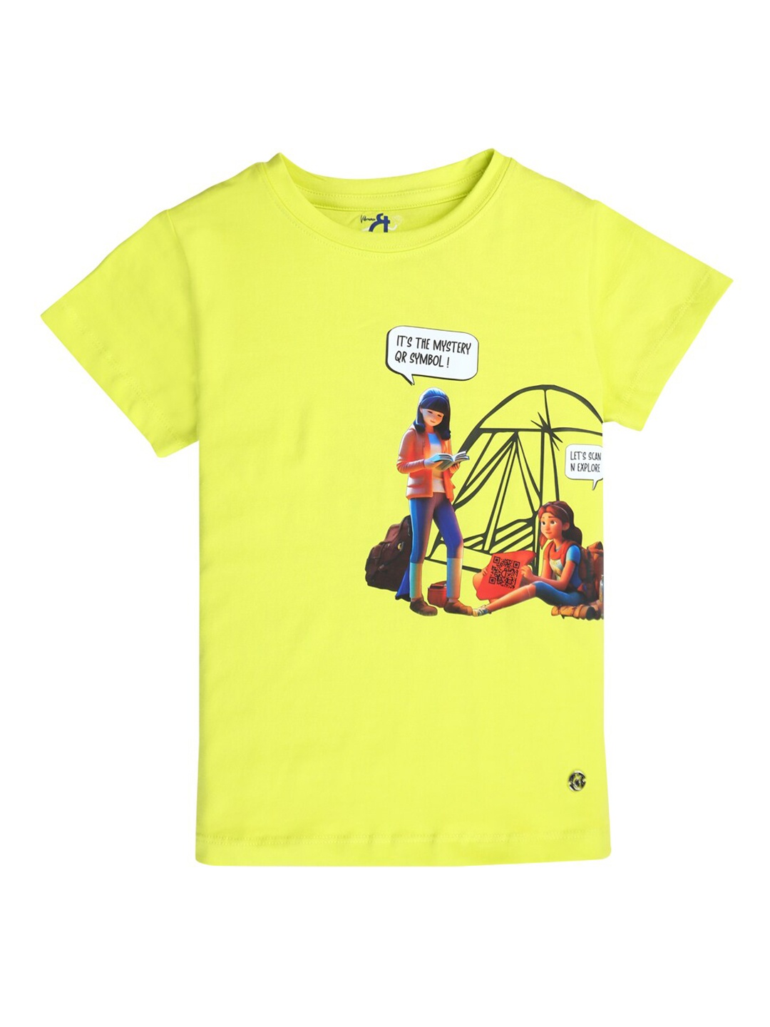 

Gini and Jony Girls Round Neck Printed Top, Yellow