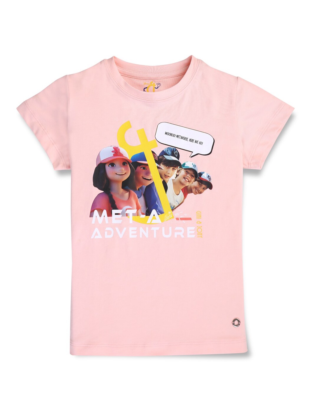 

Gini and Jony Girls Graphic Printed Round Neck Casual T-shirt, Pink