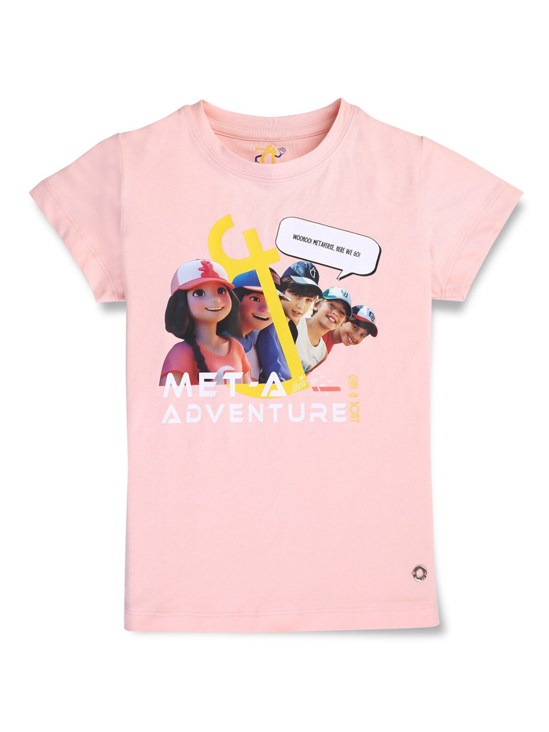 

Gini and Jony Girls Graphic Printed Round Neck Casual T-shirt, Pink