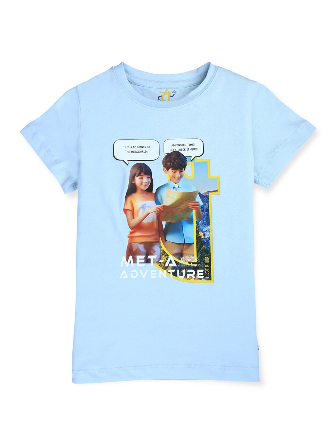 

Gini and Jony Girls Graphic Printed Round Neck Casual T-shirt, Blue