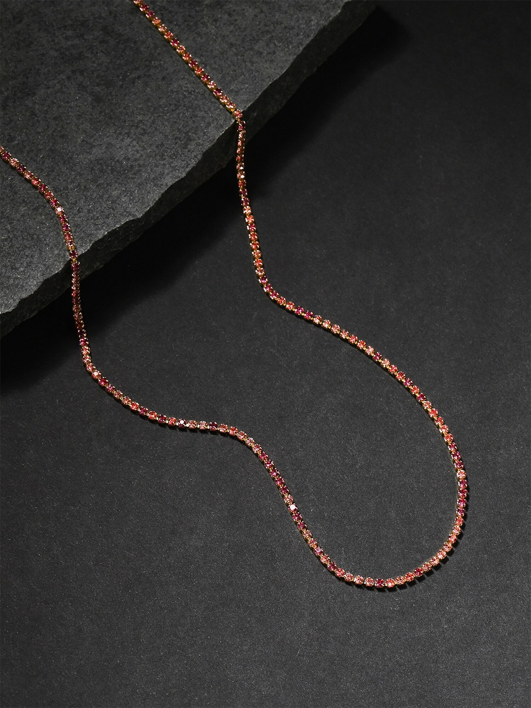 

Accessorize London 14K Gold Plated Pink Tennis Necklace