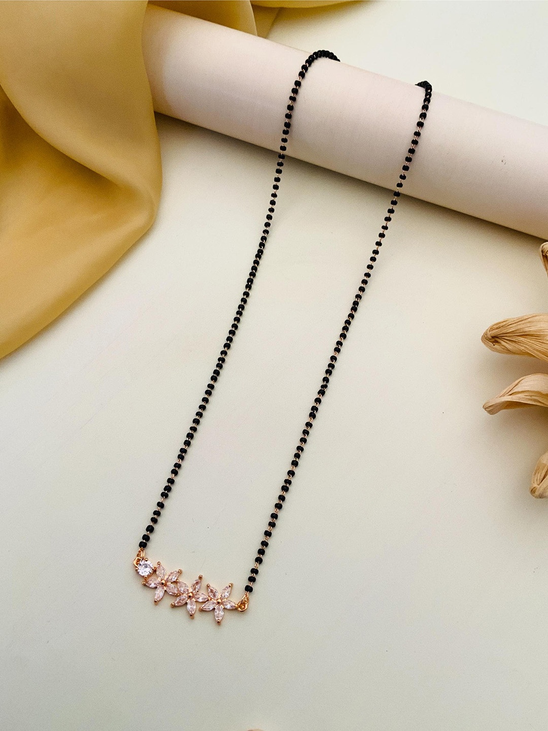 

Anouk Rose Gold-Plated Artificial Stones and Beads Mangalsutra