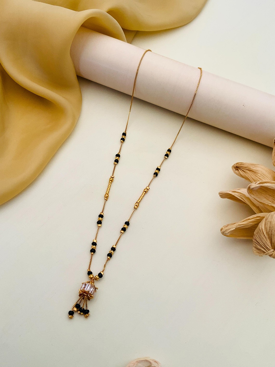 

Anouk Gold-Plated Artificial Stones and Beads Mangalsutra